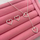 Conjunto Colar e brinco gravatinha de coração - 12 Unidades