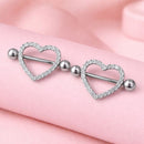 Piercing Mamilo Coração com Zircônias | Bijuteria para Atacado - 12 Unidades