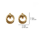 Brinco Feminino Argola Tripla Dourada | Bijuteria Fashion Moderna - 12 Unidades / 1 Dúzia