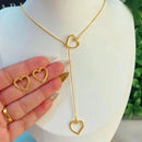 Conjunto Colar e brinco gravatinha de coração - 12 Unidades