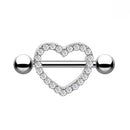 Piercing Mamilo Coração com Zircônias | Bijuteria para Atacado - 12 Unidades