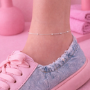 Tornozeleira Bolinha Dourada ou Prata com corrente Veneziana - 12 Unidades