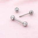 Piercing Barbell Mamilo Aço Inoxidável 2 Pedras Zircônia - 12 Unidades