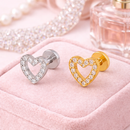 Piercing Orelha Trágus Hélix Conch Coração Vazado Aço - 12 Unidades