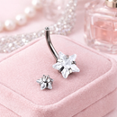 Piercing Umbigo Aço Cirúrgico Zircônia Estrela - 12 Unidades