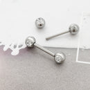 Piercing Barbell Mamilo Aço Inoxidável 2 Pedras Zircônia - 12 Unidades