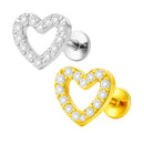 Piercing Orelha Trágus Hélix Conch Coração Vazado Aço - 12 Unidades