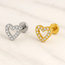 Piercing Orelha Trágus Hélix Conch Coração Vazado Aço - 12 Unidades