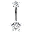 Piercing Umbigo Aço Cirúrgico Zircônia Estrela - 12 Unidades