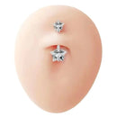 Piercing Umbigo Aço Cirúrgico Zircônia Estrela - 12 Unidades