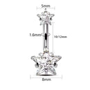 Piercing Umbigo Aço Cirúrgico Zircônia Estrela - 12 Unidades
